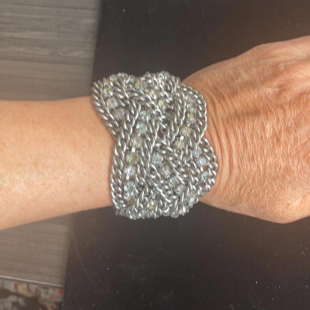 Chunky Rhinestone braded bracelet